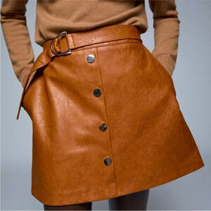 Zara Faux Leather Skort, Whiskey